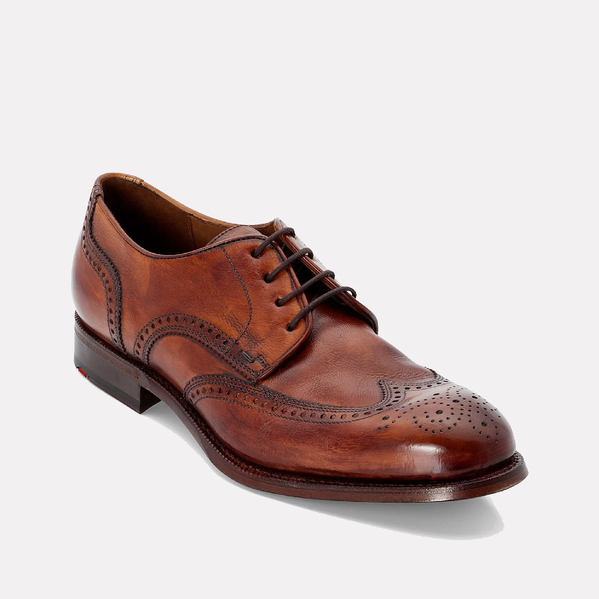 Ores Lace Up Wingtip Leather Dress Shoe / Marrone