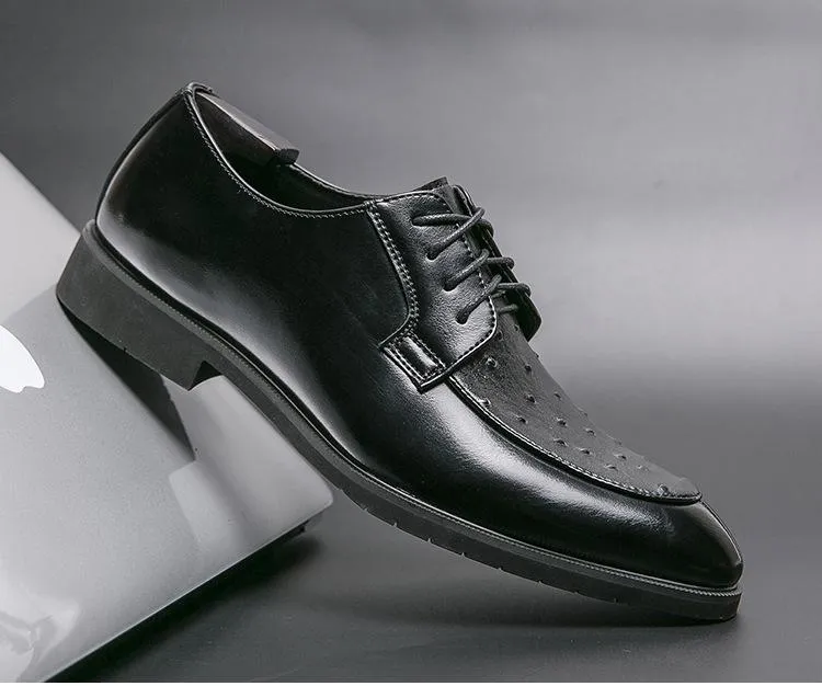 Ostrich Print Lace-Up Derby Shoes