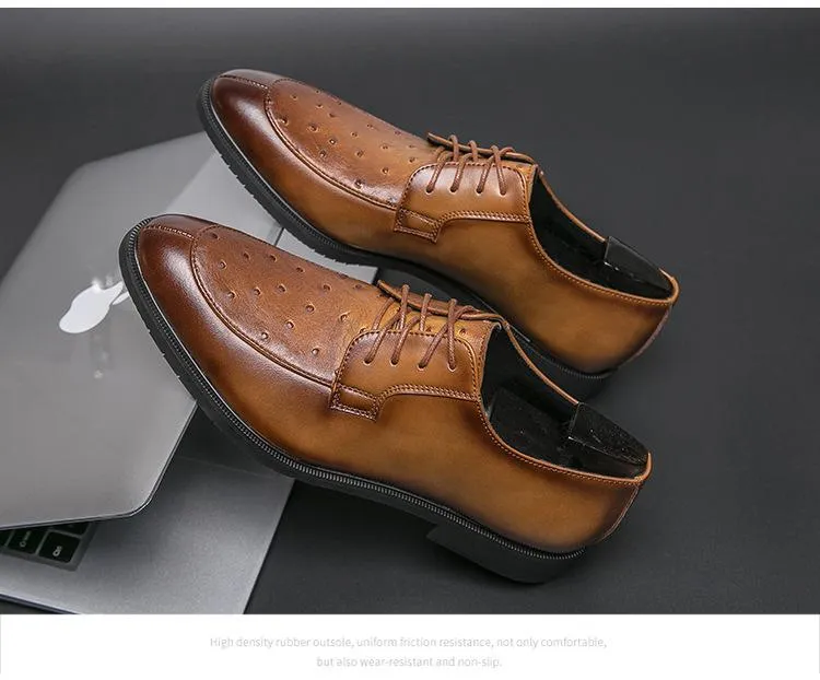 Ostrich Print Lace-Up Derby Shoes