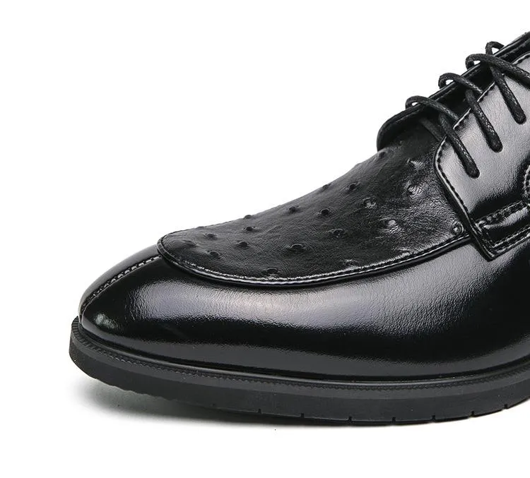 Ostrich Print Lace-Up Derby Shoes