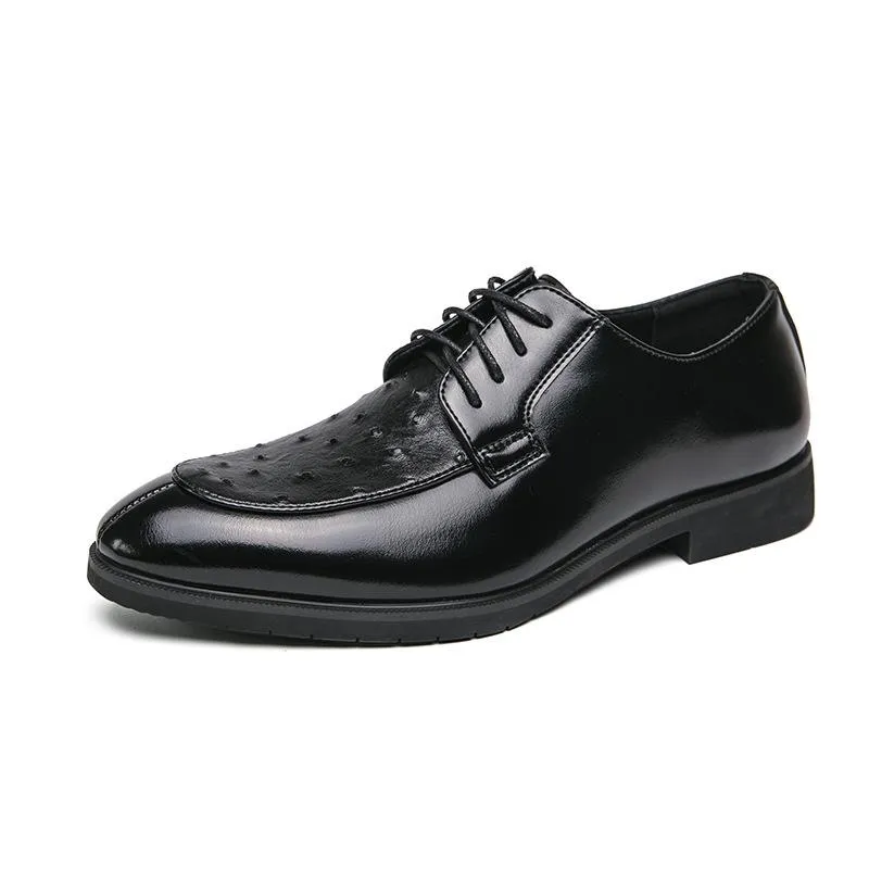 Ostrich Print Lace-Up Derby Shoes