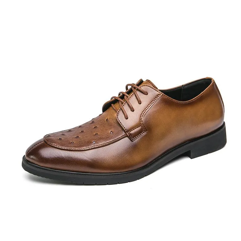 Ostrich Print Lace-Up Derby Shoes