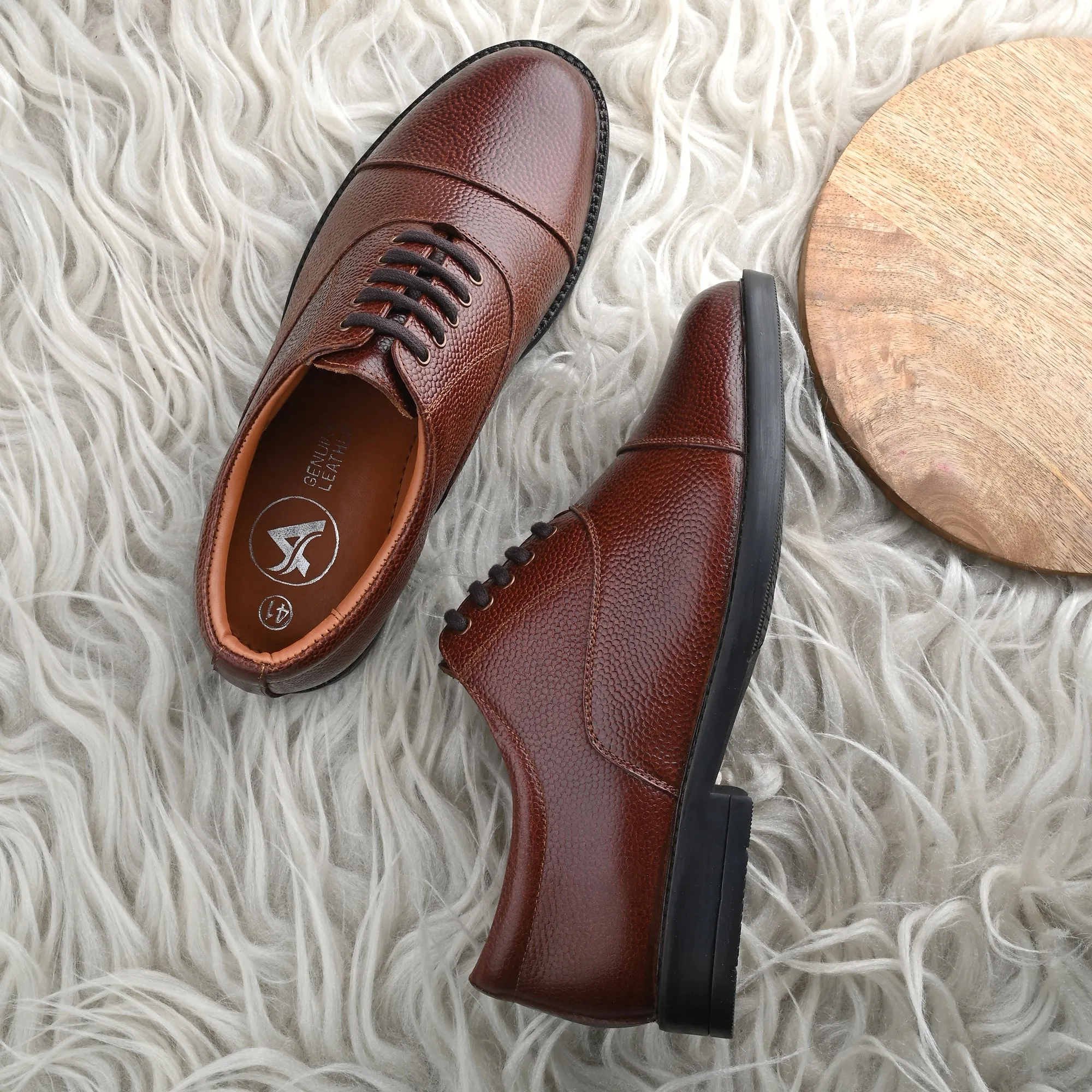 Refined Full Grain Leather Derby Lace Ups