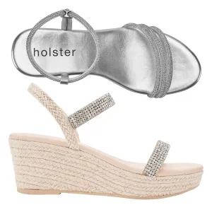Revel Wedge & Beauty Espadrille  Bundle - Silver / Beige