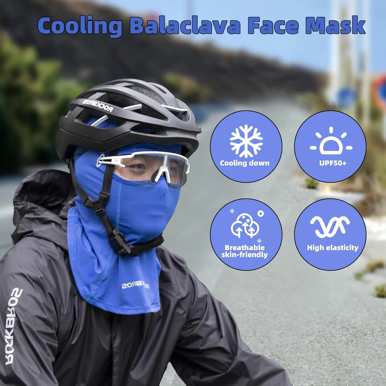 ROCKBROS Summer Balaclava Face Mask Cooling Neck Gaiter Breathable Face Covering Motorcycle Cycling for Men Women