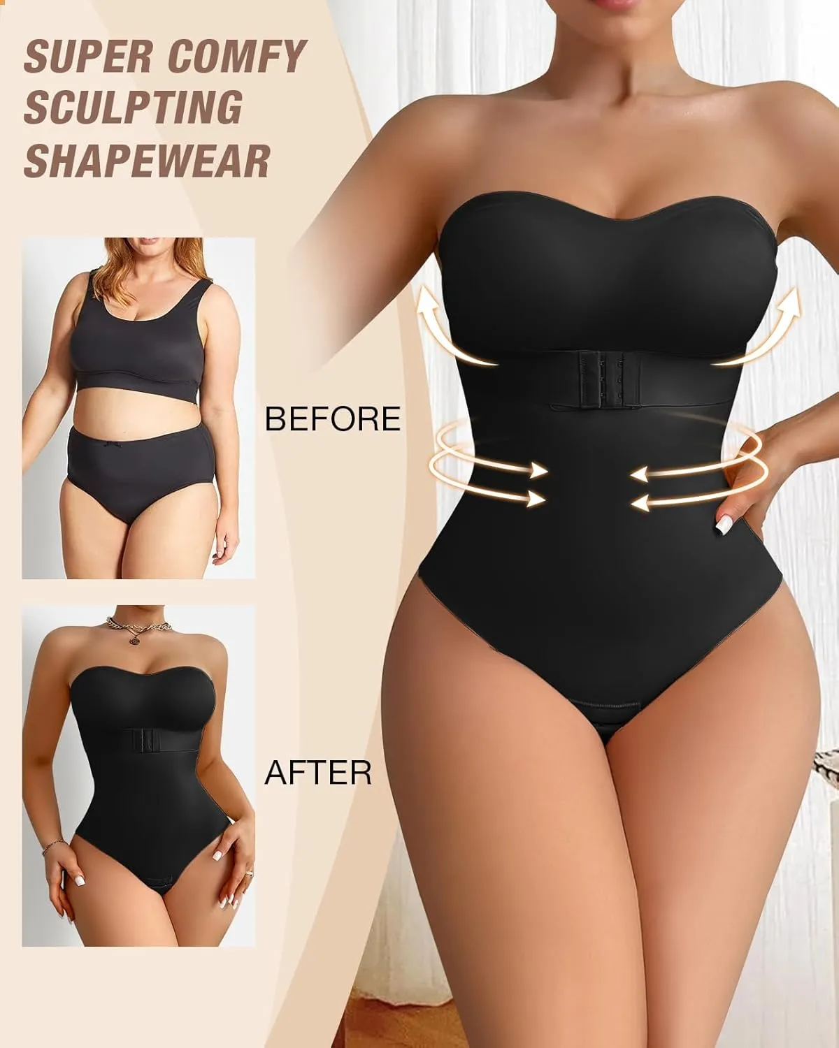 Shapewear Bodysuit Tummy Control Strapless Bra Shapewear for Women Strapless Faja Body Shaper Thong Light Shapewear