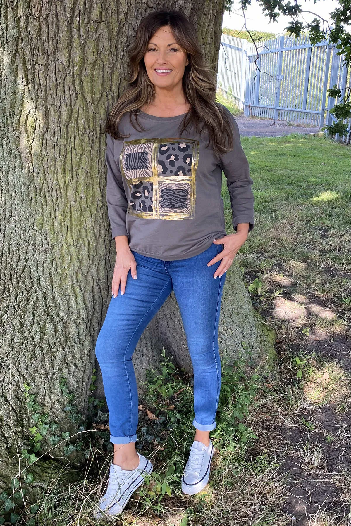 Sienna Print Cotton Top Mocha