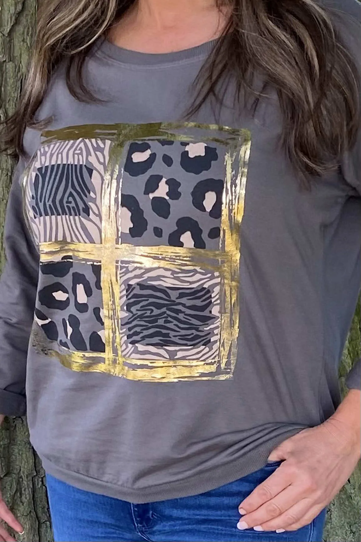 Sienna Print Cotton Top Mocha
