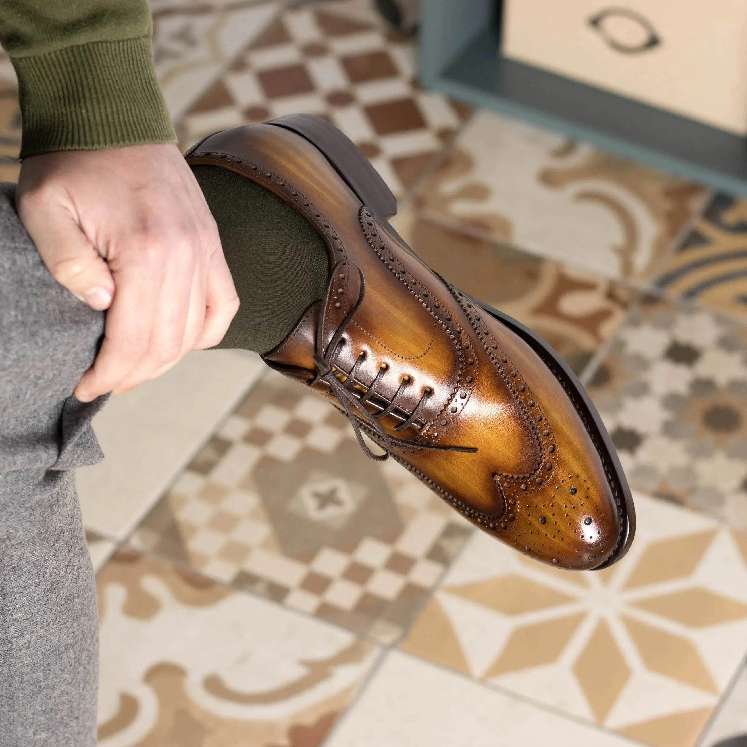 Spectral patina full brogue shoes