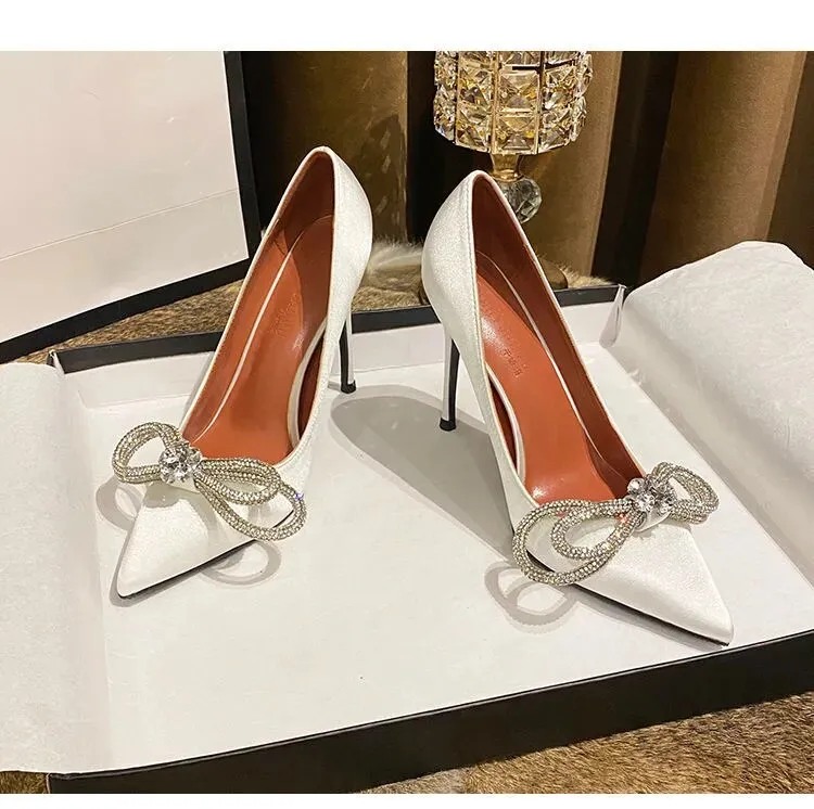 Sweet Rhinestone Bow Knot Pump Heels