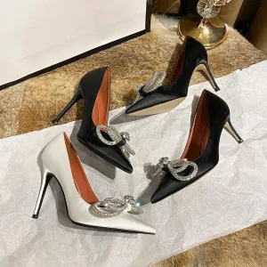 Sweet Rhinestone Bow Knot Pump Heels