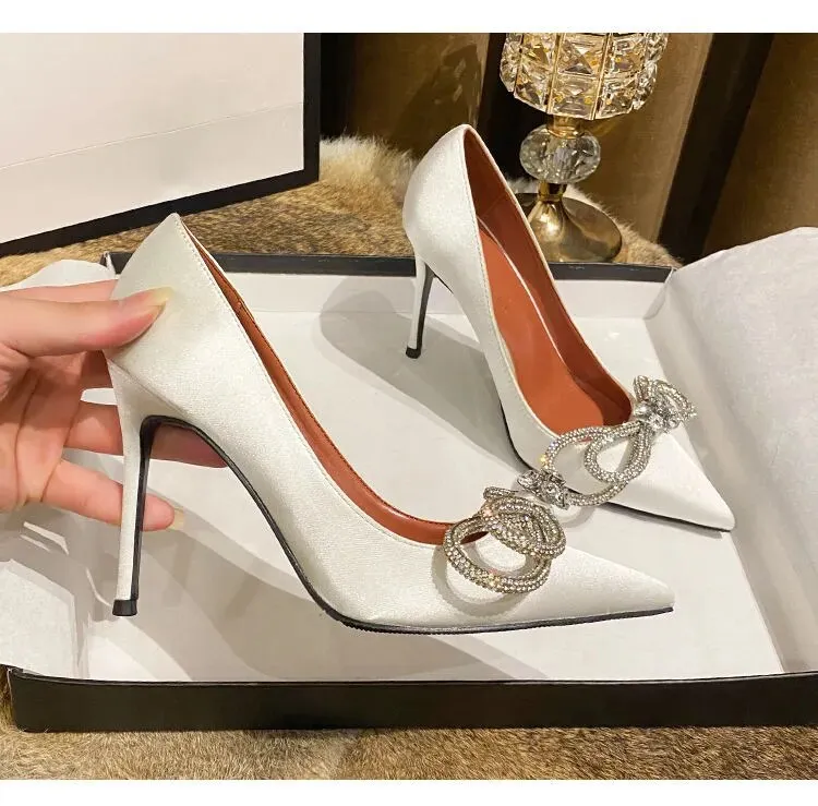 Sweet Rhinestone Bow Knot Pump Heels