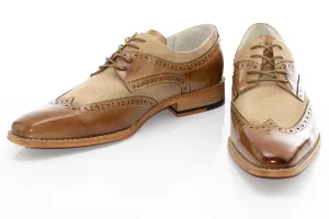 Tan Brogue Wingtip Lace-Up
