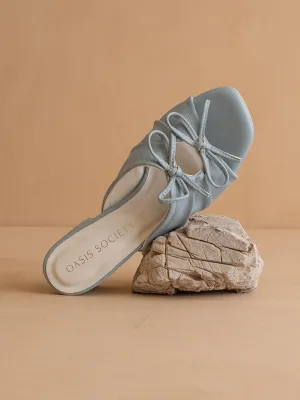 The Emerald | Blue Double Bow Peep Hole Sandal