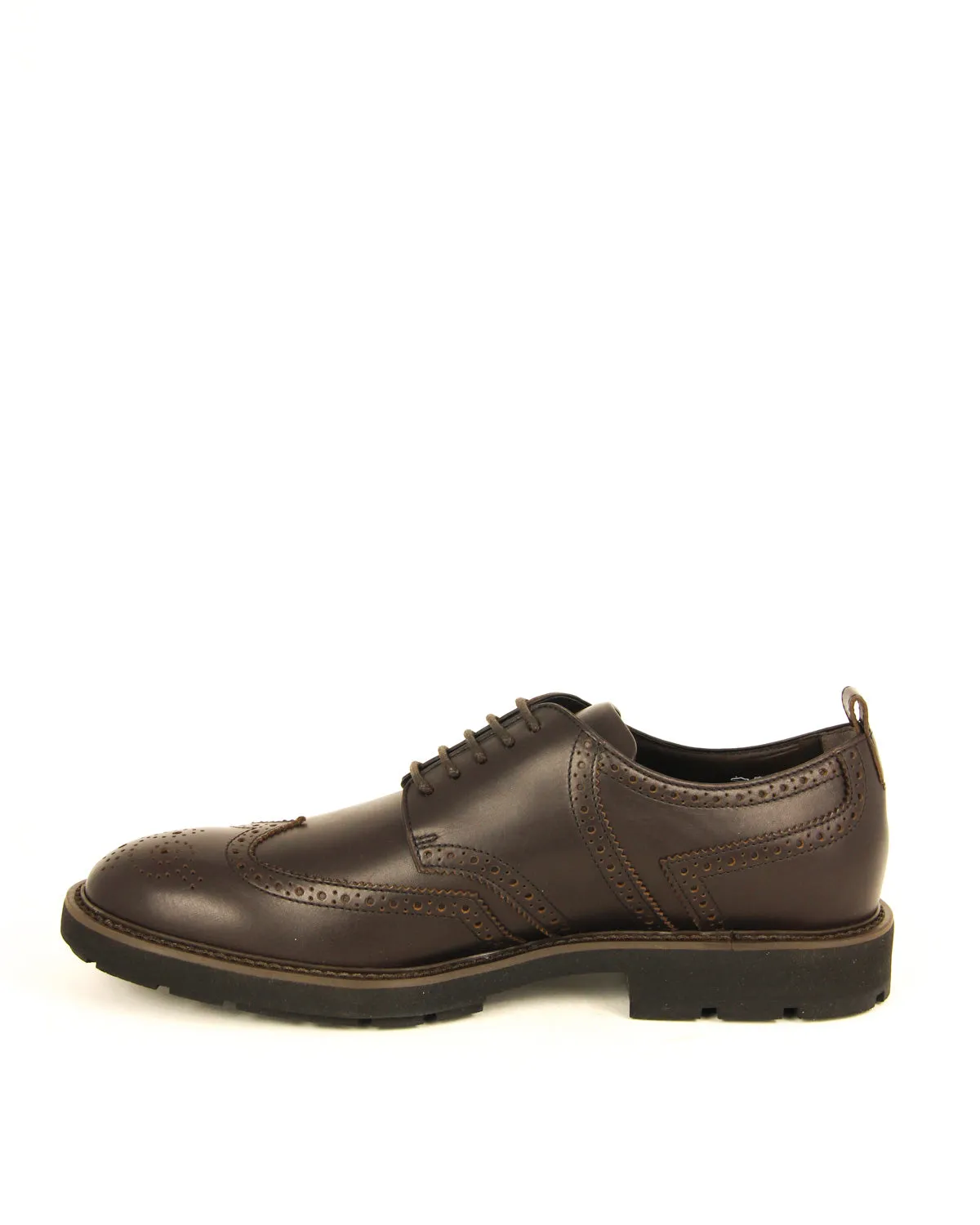 Tod's Men's Derby Brown Leather Elegant Lace Up Wingtip Round Toe Shoes