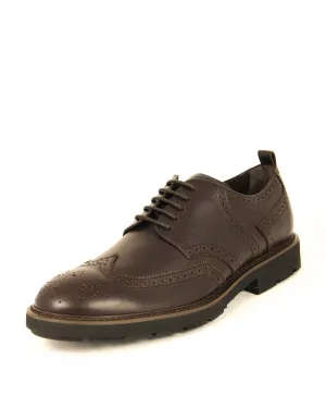 Tod's Men's Derby Brown Leather Elegant Lace Up Wingtip Round Toe Shoes