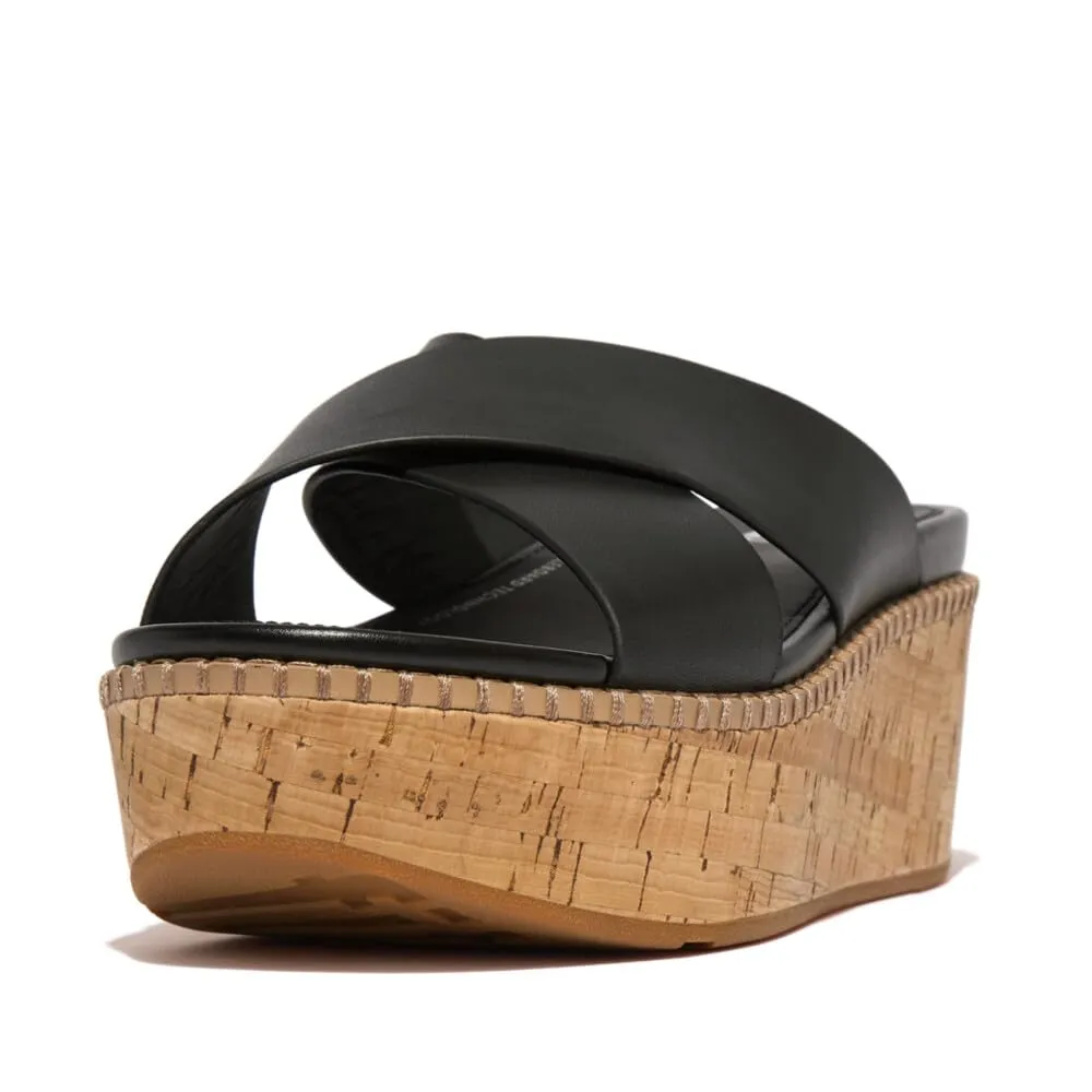 Women's Shoes Fitflop ELOISE ESPADRILLE Platform Wedge Sandals HS4-001 BLACK